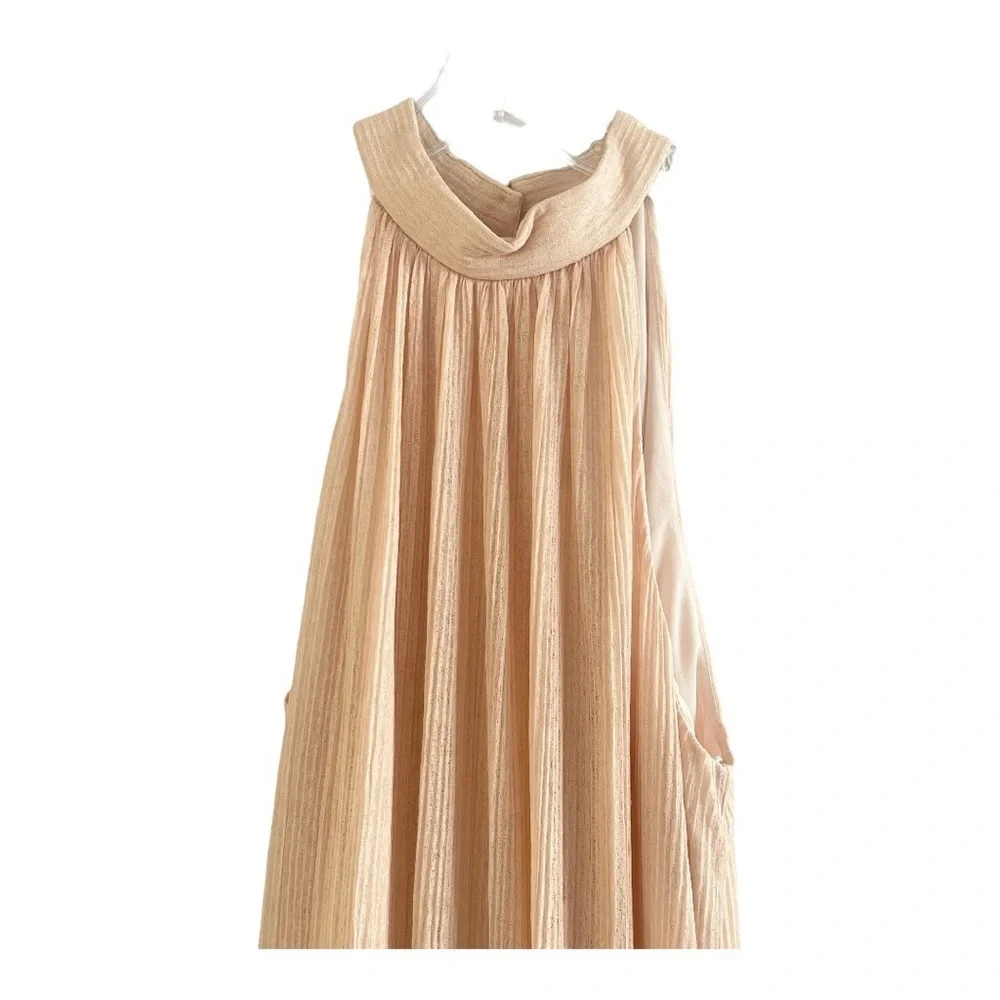 Jonathan Simkhai Textured Rita Halter Neck Shift Maxi Ruffle Dress NWT Sz Medium - Picture 7 of 11